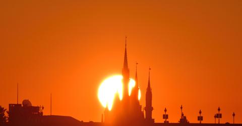 Sun rising in the sky