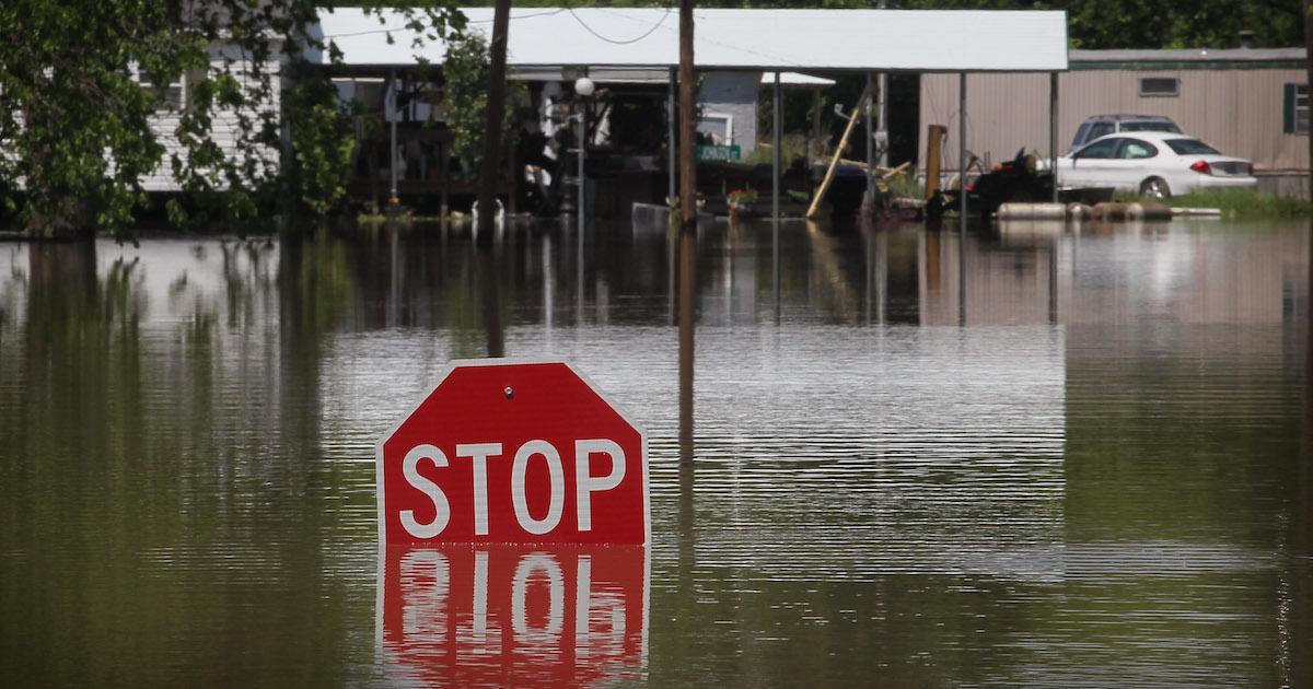 The Ohio River flooded after heavy rain.