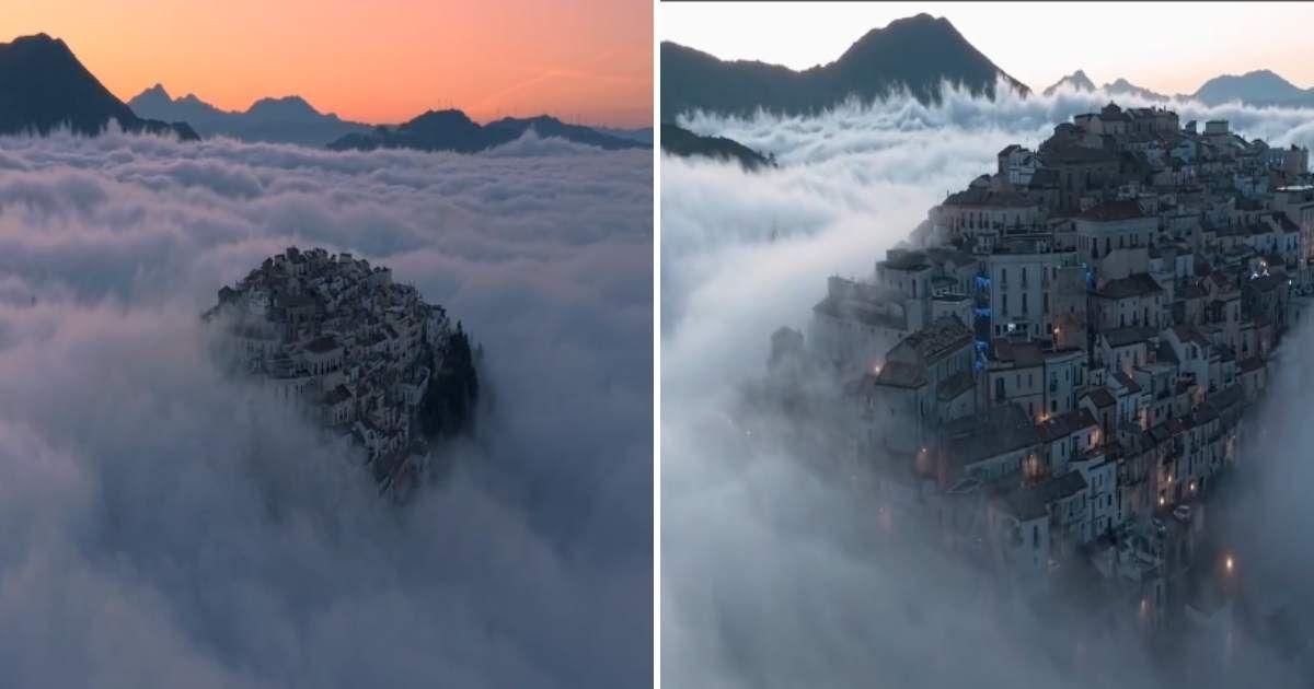 A photographer captured a town in Southern Italy that sits amidst clouds. (Cover Image Source: Instagram | @dani_ceravolo)