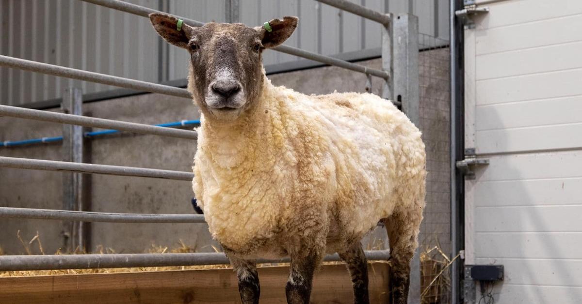 Fiona the sheep at her new home in Scotland. 