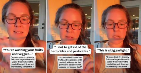Woman explains why washing fruits and vegetables doesn't remove pesticides (Cover Image Source: TikTok | @oncology.nutrition.rd)
