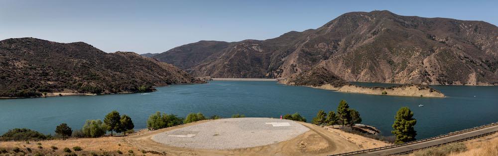 A wide shot view of Pyramid Lake.