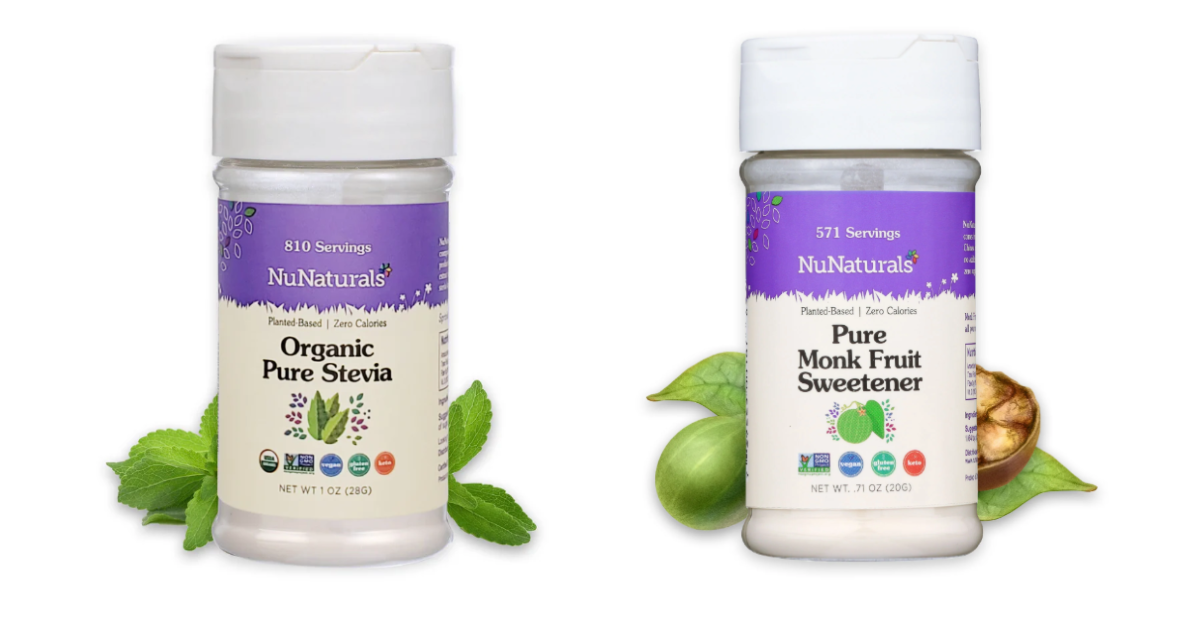 Side-by-side photos of the two sweeteners being recalled by NuNaturals