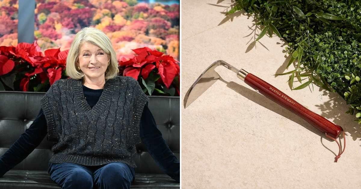 (L) Martha Stewart is seen on 'Good Day New York' on December 04, 2024, in NYC. (Representative Cover Image Source: Getty Images | Michael Simon) | (R) Stewart's favorite hand-held weed-removing tool. (Cover Image Source: QVC)