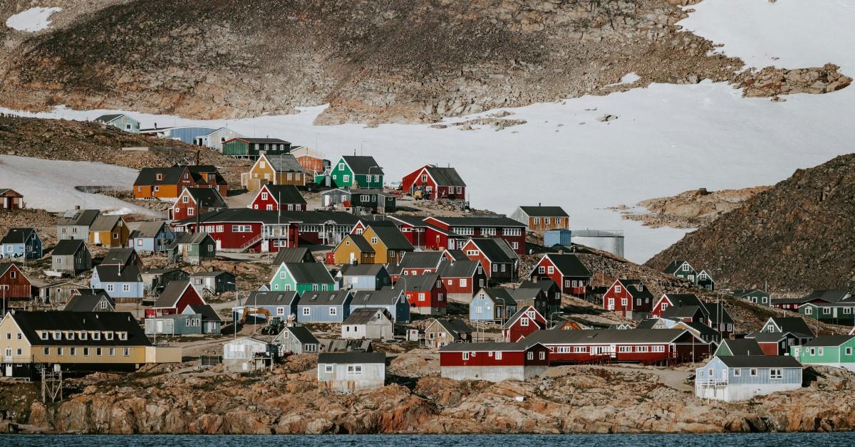 Colorful homes dot the landscape of Greenland
