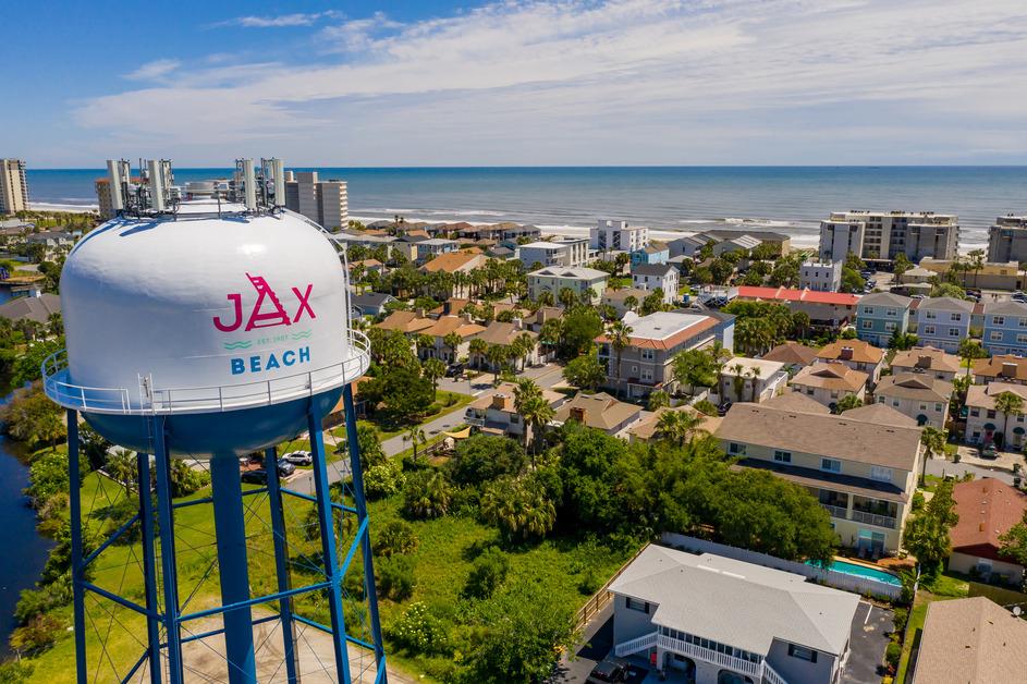 Stock photo of a water tower at Jacksonville Beach.