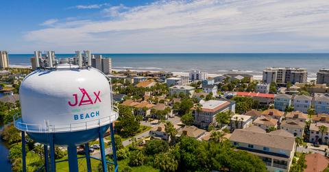 Stock photo of a water tower at Jacksonville Beach.