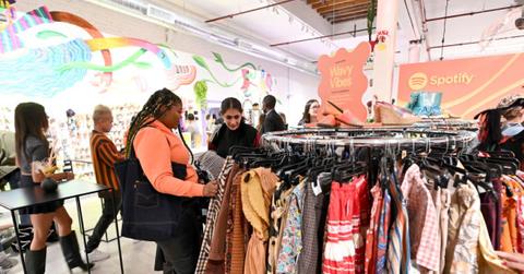 Women shopping at a Spotify thrift store event