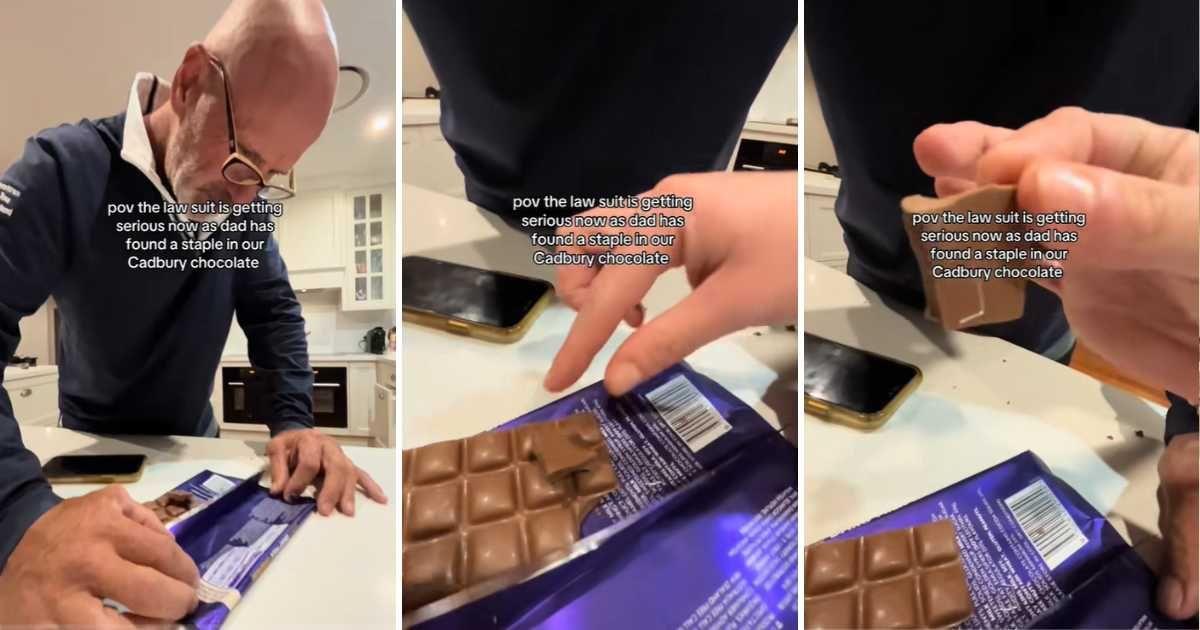 Man found a stapler pin in a Cadbury chocolate (Cover Image Source: TikTok | @cclaudiasprivate)