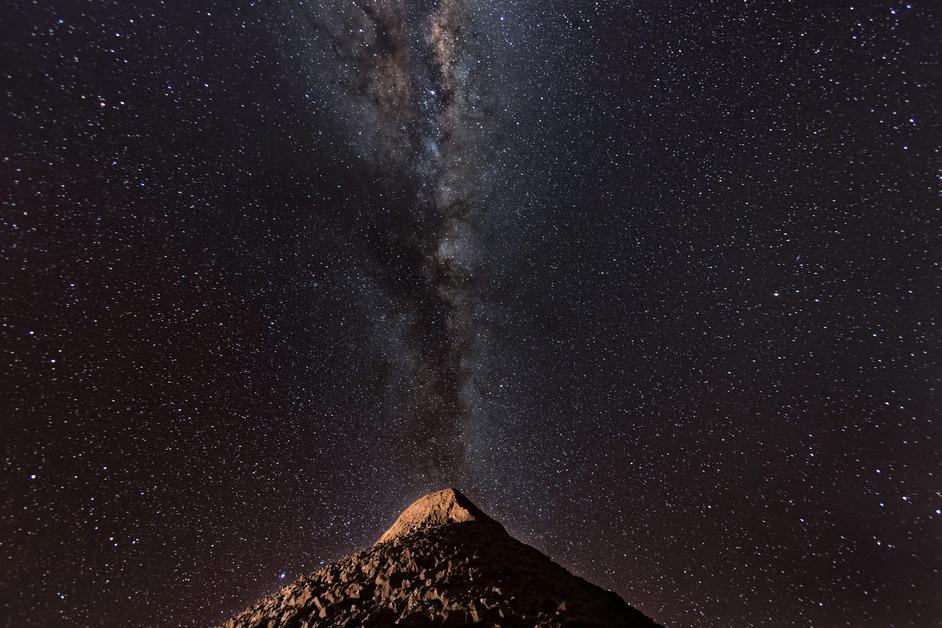Mountain with galaxy view