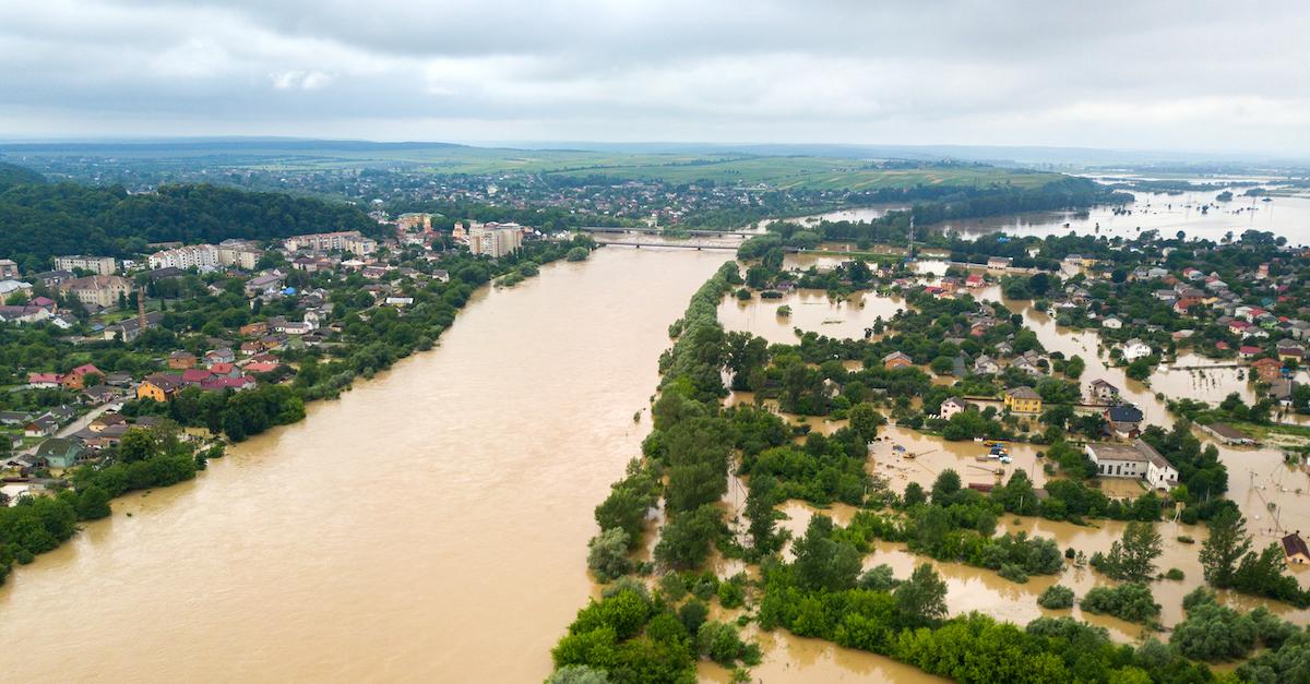 A community flooded after a hurricane.