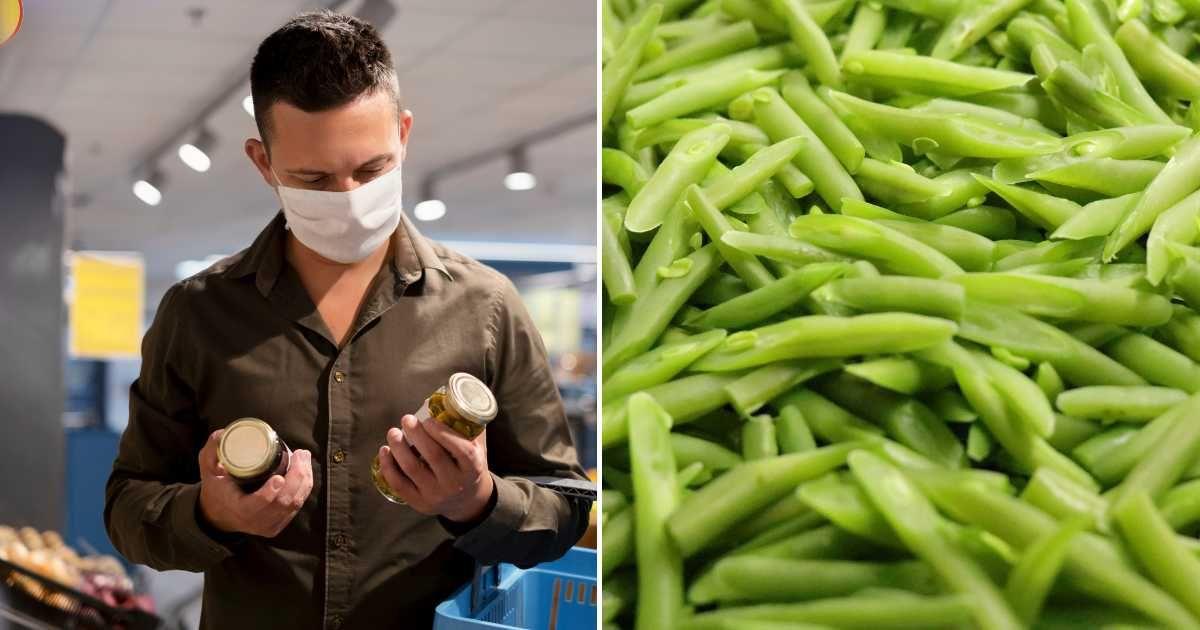 (L) A man checking the label of canned foods in a supermarket. (R) Green beans chopped. (Representative Cover Image Source: (L) Freepik, (R) Pexels | Gabriel Reloaded)