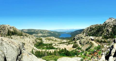 A panoramic view of Donner Summit on a sunny day