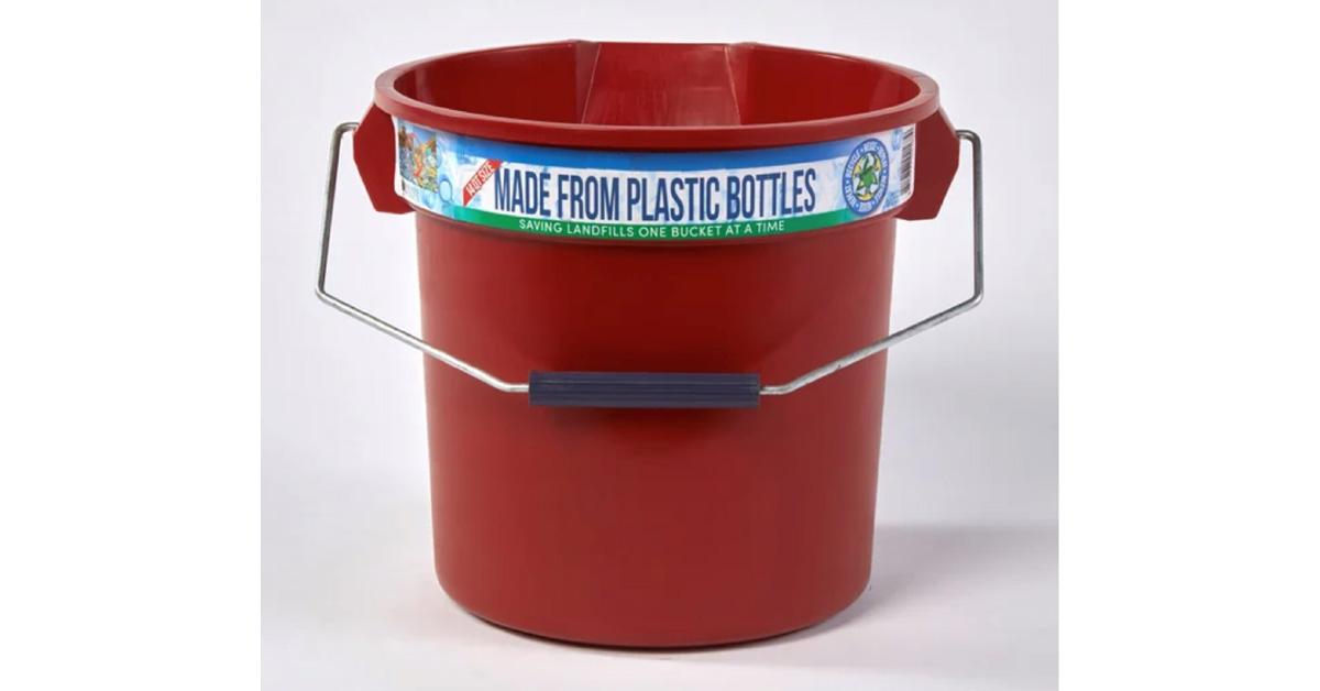 red plastic mop bucket