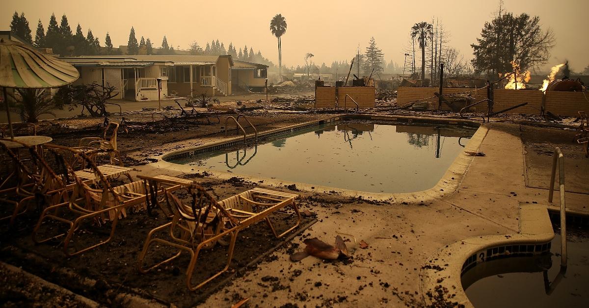 The pool at a home destroyed in the 2017 Santa Rosa wildfire. 