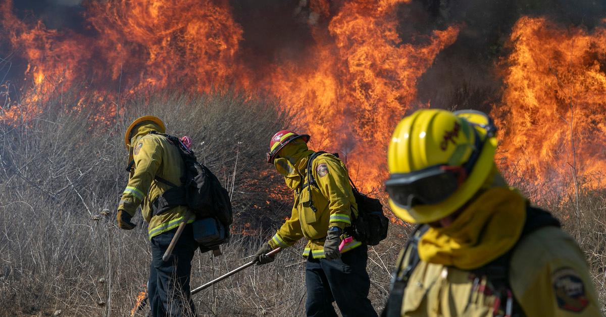 Firefighters battling a blaze