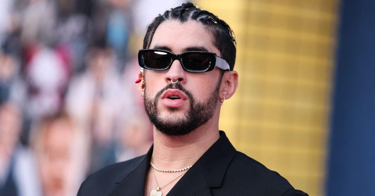 Bad Bunny walks the red carpet at the Bullet Train premier