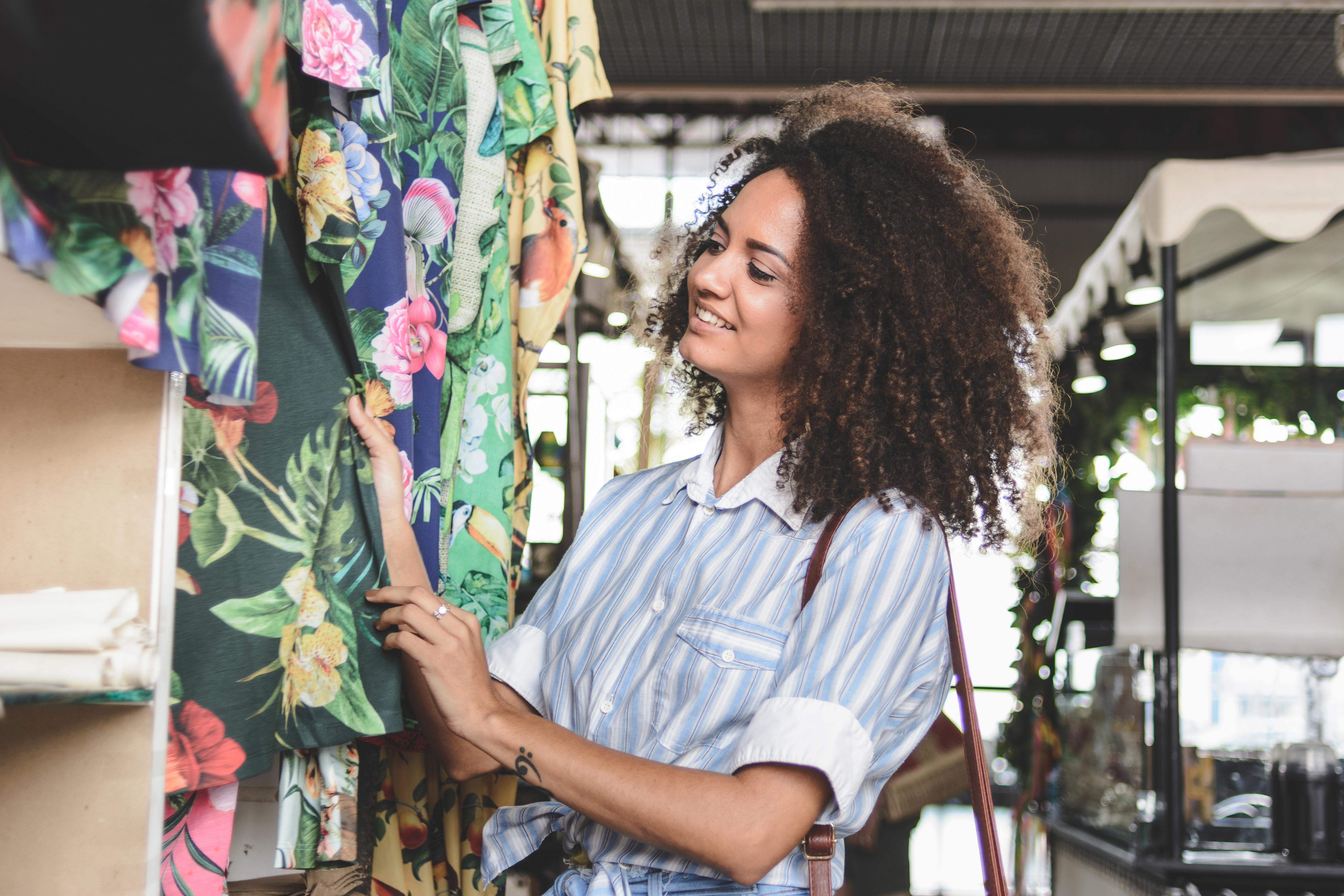 Woman shopping for clothes