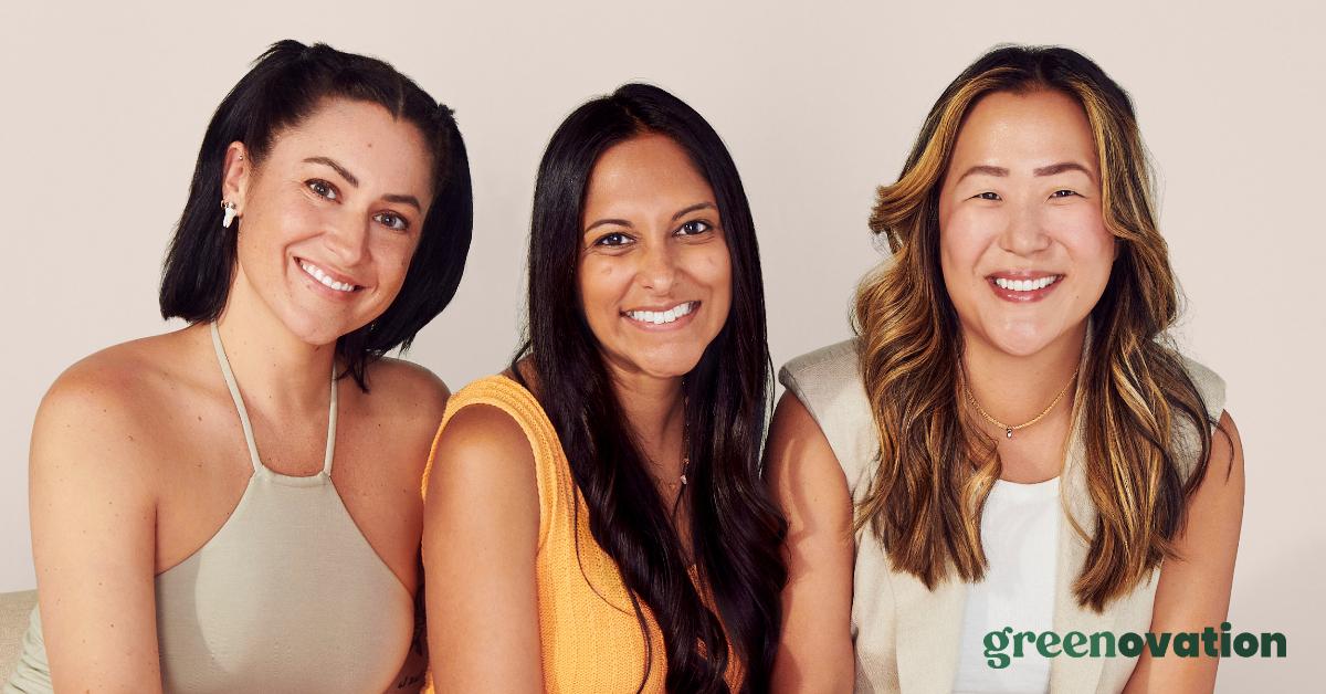 Photo of Dagne Dover's co-founders from left to right: co-founder and CCO (Chief Creative Officer) Jessy Dover, co-founder and COO Deepa Gandhi,  and co-founder and CEO Melissa Mash