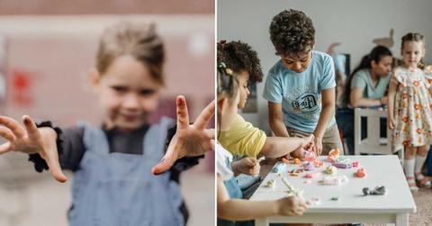 (L) A little girl with dirty hands. (R) A kindergarten classroom. (Representative Cover Image Source: Pexels | (L) Allan Mas, (R) Pavel Danilyuk)