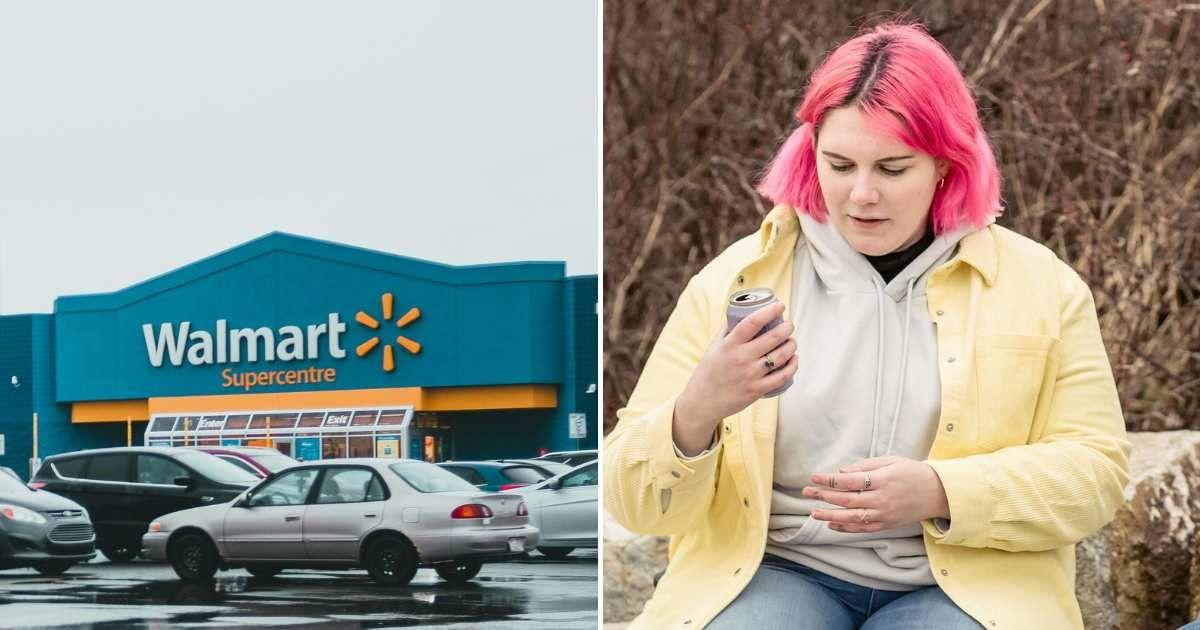 (L) A view of Walmart retail store from outside. (R) A person looking at the label of their soda can. (Representative Cover Image Source: Pexels | (L) Erik Mclean, (R) John Diez)