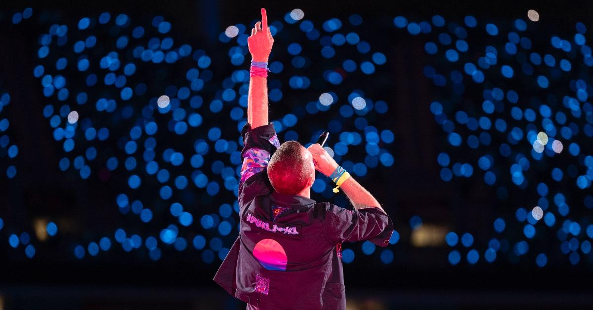 Chris Martin of Coldplay performs in the Music of the Spheres World Tour.