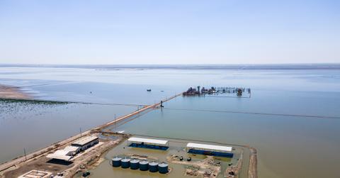 Tulare Lake appears flooding the San Joaquin Valley in California in the summer of 2023.