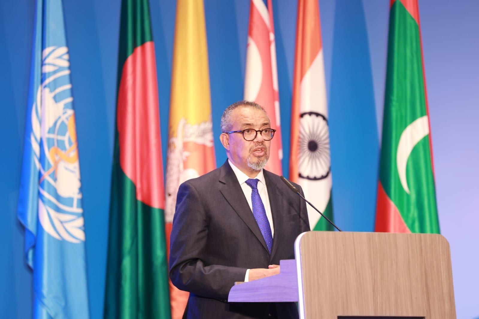 Tedros Adhanom Ghebreyesus (Director-General of the World Health Organization) is pictured at the 78th session of the World Health Organization Regional Committee for South-East Asia.
