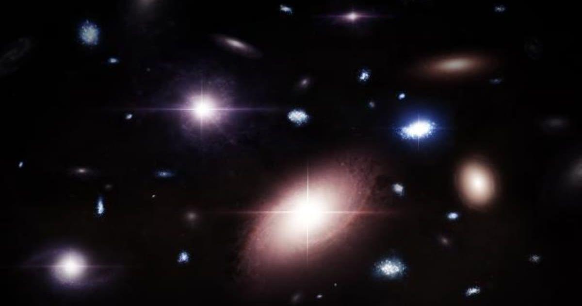 This artist’s conception captures a snapshot of galaxy sizes and the frequency of black holes within them. (Cover Image Source: CfA/Melissa Weiss)