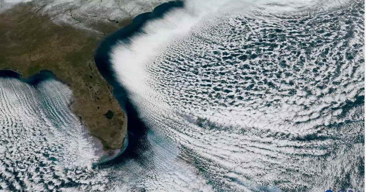 A snapshot from the 15-second footage NOAA shared of the surreal 'cloud streets' (Cover Image Source: NOAA)
