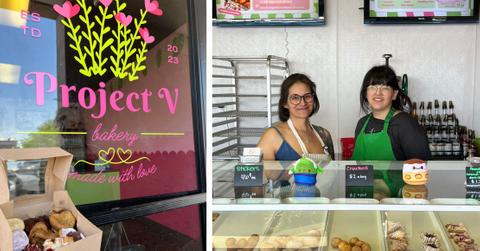 The storefront at Project V is pictured on the left and owners Ashley and Haley Yamagata on the right.