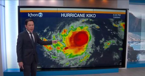 A weatherman discusses Hurricane Kiko hitting Hawaii.