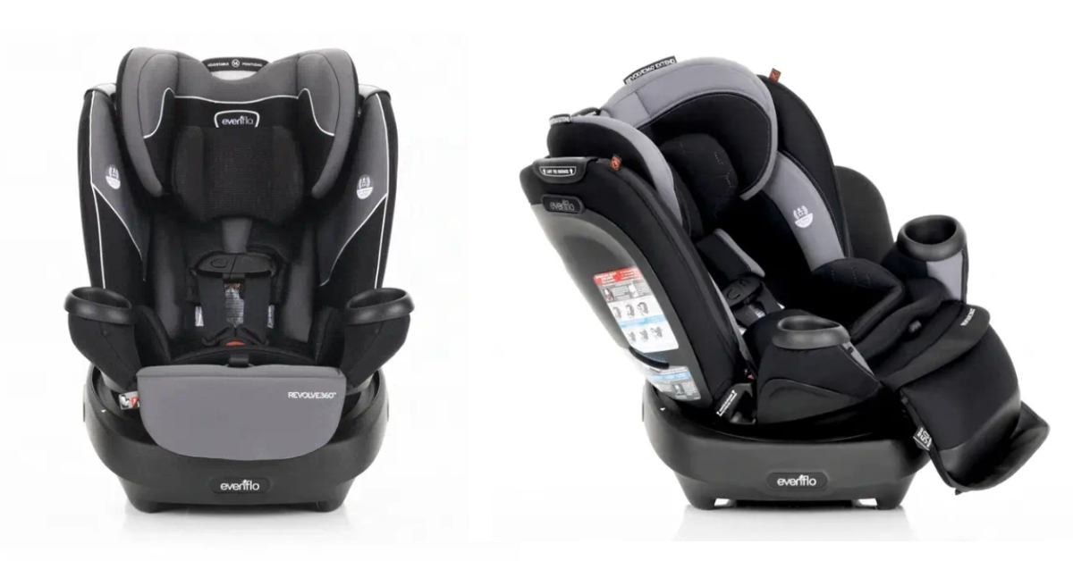Side-by-side of the Evenflo Revolve 360 car seat 