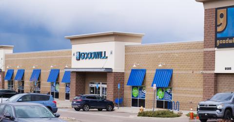 A wide shot of a Goodwill location during the day.