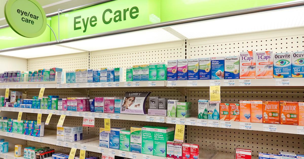 Eye care aisle in CVS store