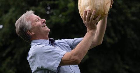 Grower Gareth Griffin poses with his world record breaking heaviest onion