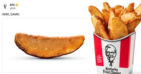 A Tweet by the KFC X account features its potato wedges,