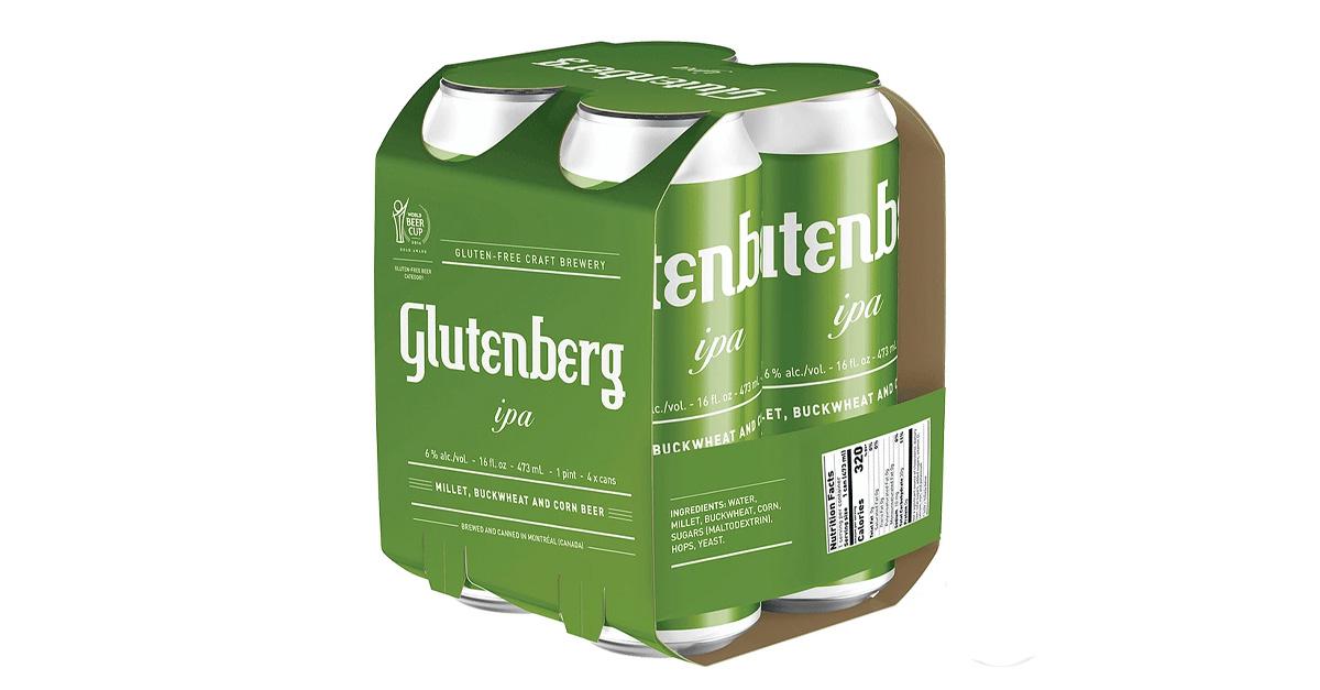 Glutenberg IPA gluten-free beer six-pack in green packaging