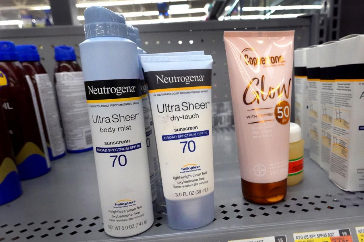 Neutrogena sunscreen products on store shelf