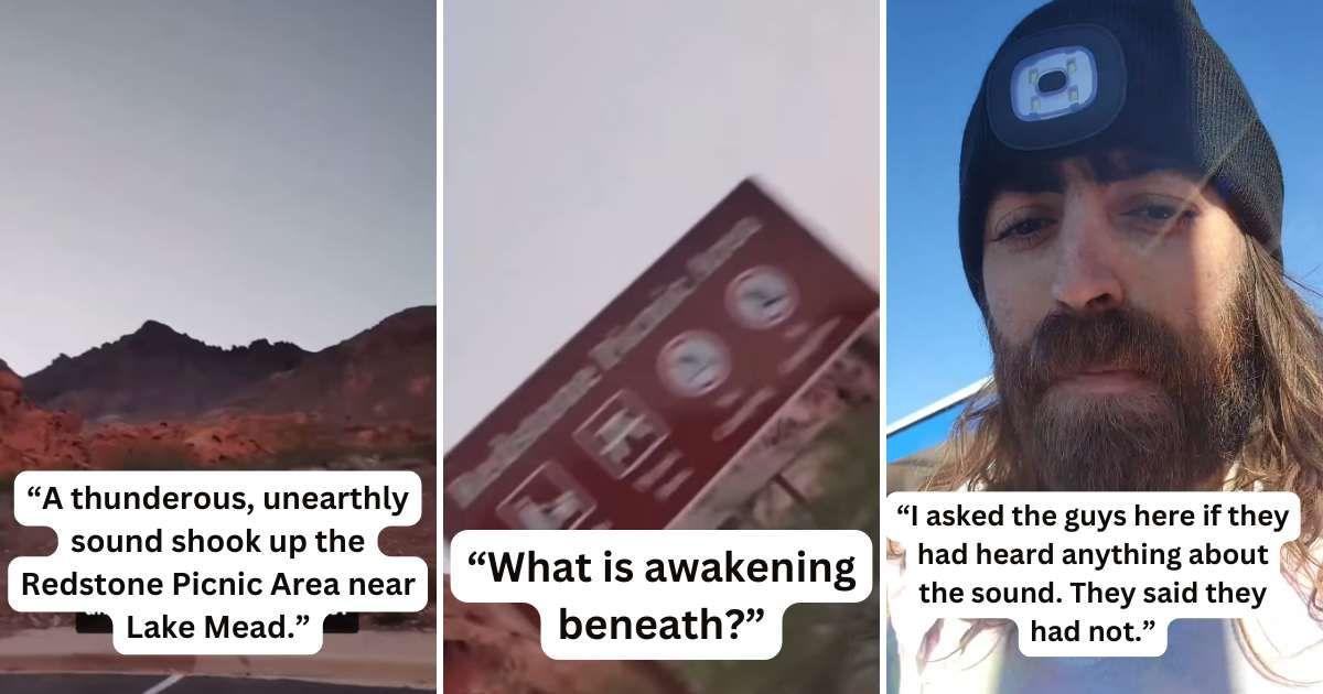 Locals report hearing a bizarre groaning sound in Redstone Picnic Area near Lake Mead (Cover Image Source: Instagram | (L), (R) @scaryencounter, (C) @jaes.log)