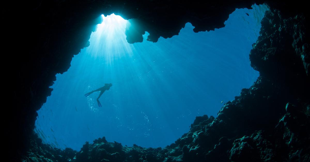 Snorkelers swimming over the Virgin Blue Hole.