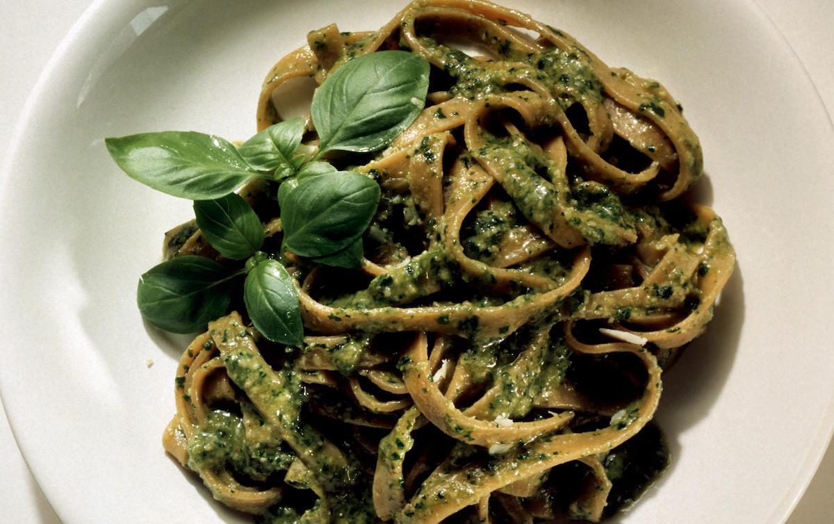 Carrot Top Pesto on Pasta