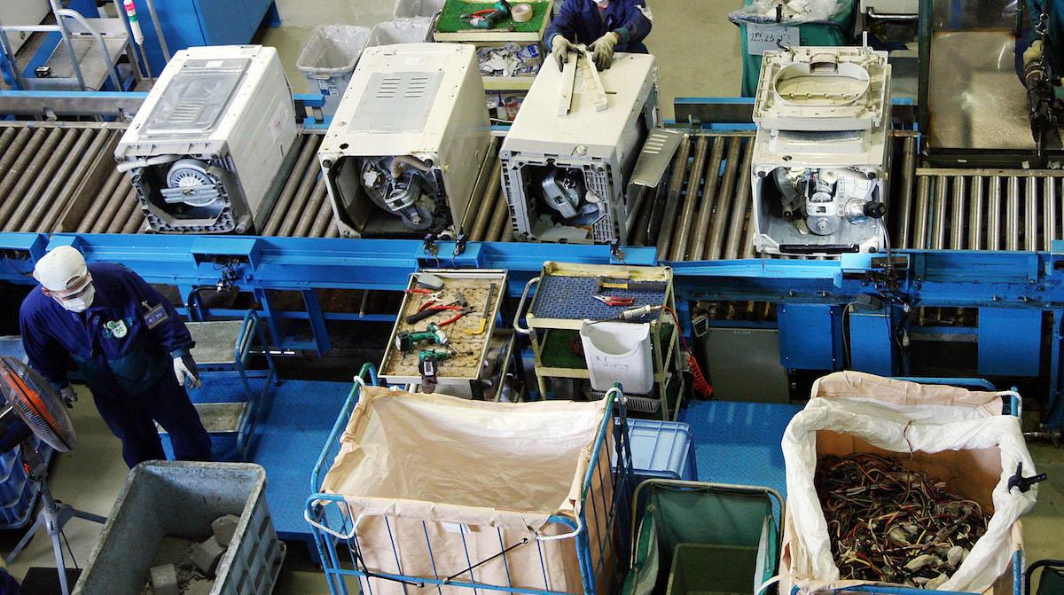 Appliance components being recycled