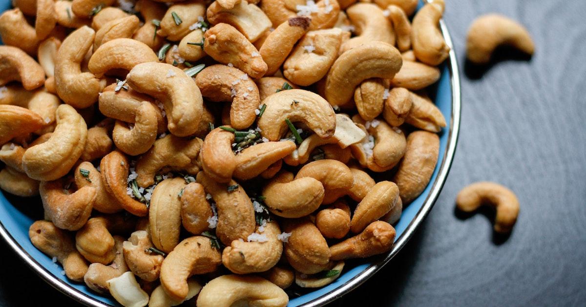 Bowl of seasoned cashews