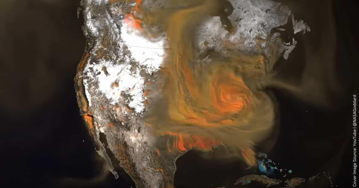 Global map of carbon dioxide shows the amount of emissions from the USA. (Cover Image Source: YouTube | @NASAGoddard)