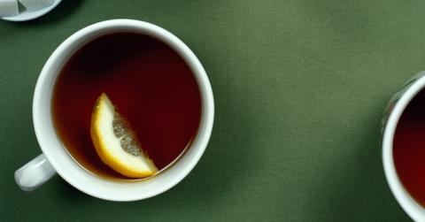 Photograph of black tea with lemon.
