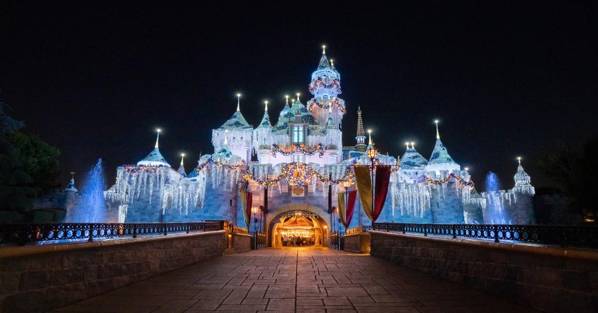 The Sleeping Beauty Castle at Disneyland during the 'Festival of Holidays' celebration in Anaheim, California on November 25, 2023