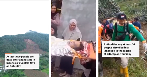 News reports from Indonesia highlight rising death toll after landslide