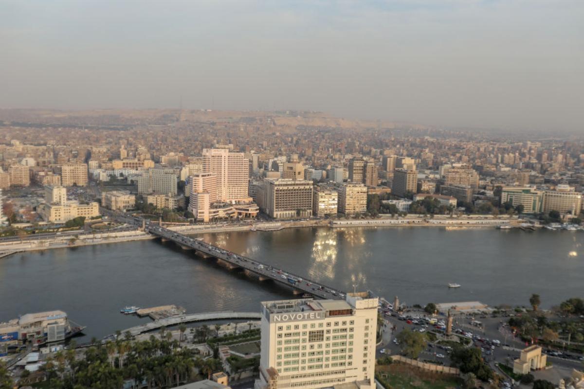 Aerial view of Nile River in Cairo, Egypt