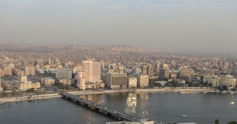 Aerial view of Nile River in Cairo, Egypt